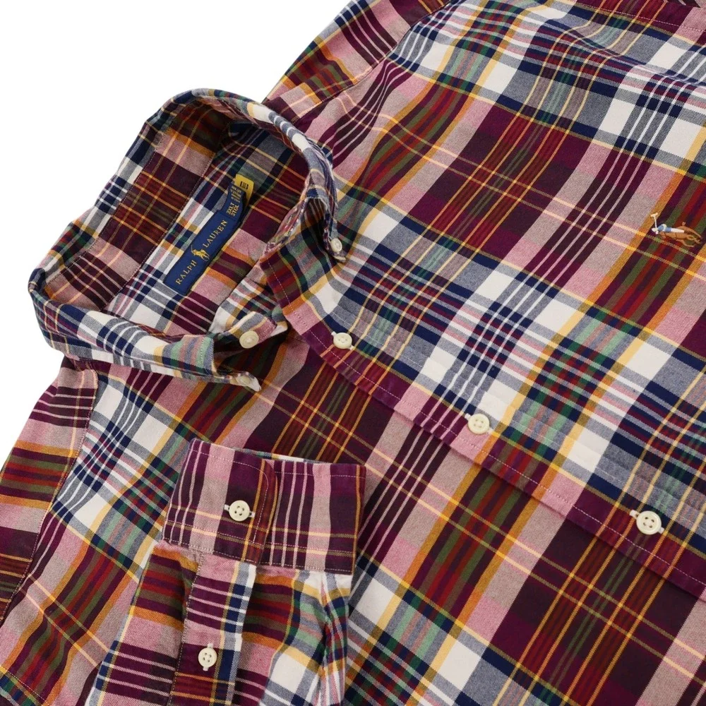 Polo Ralph Lauren Mens 3XLT Plaid Button Down Shirt Multi Color Pony Logo Tall